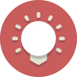 circular icon with a bright lightbulb