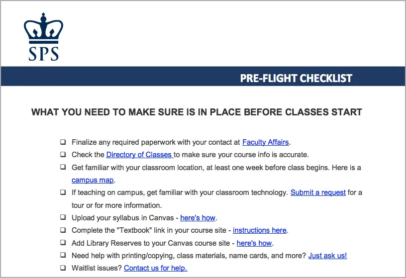 Pre-flight Checklist Document
