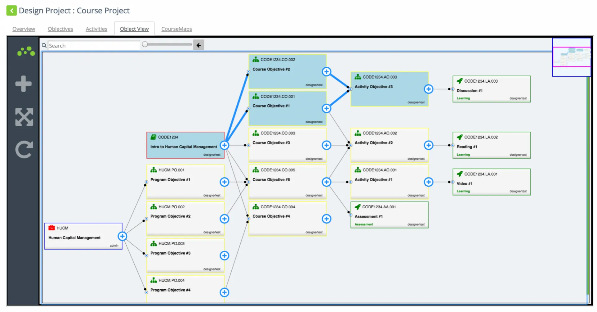 Screenshot of web application with connected containers