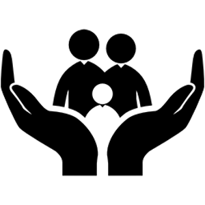 icon with crossed open hands signifying training